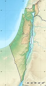 Mapa konturowa Izraela, u góry po prawej znajduje się czarny trójkącik z opisem „Wzgórza Golan”