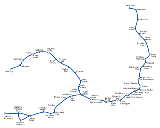 Mappa della linea Piccadilly