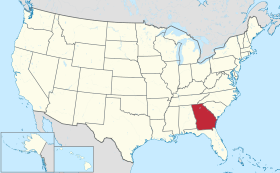 Karta SAD-a s istaknutom saveznom državom Georgia