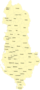 Karte neue Gemeinden in Albanien