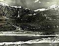 Het hospice van de Mont Cenis voor het onder water verdween in het meer van de Mont Cenis