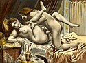 A relação sexual na posição "missionário", a mais comum das posições sexuais humanas, em uma pintura feita por Édouard-Henri Avril.
