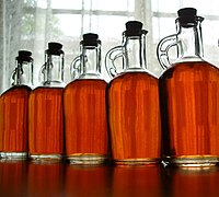 Bottles of homemade çiyələkli likör