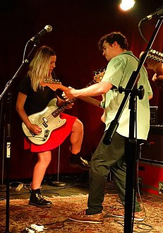Lindsey Mills and John Paul Pitts of Surfer Blood jamming at The Saint in Asbury Park, NJ, August 2017