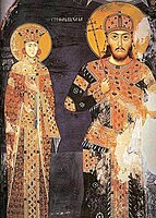 Король Сербії Стефан Душан с дружиною — Оленою Болгарською