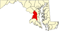 プリンスジョージズ郡の位置を示したメリーランド州の地図