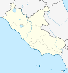 Mapa konturowa Lacjum, blisko centrum na lewo znajduje się punkt z opisem „Ostia”