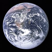 Aarde, soos waargeneem deur die Apollo 17-wenteltuig op 7 Desember 1972.