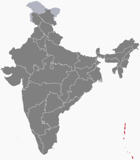 Localização de Andamão e Nicobar na Índia