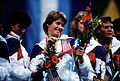 Membros da equipe de handebol dos Estados Unidos campeã nos Jogos Pan-Americanos de 1987.