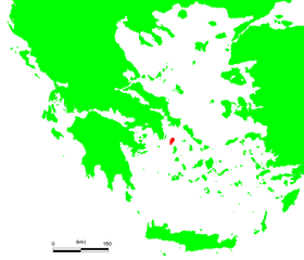 Расположение острова Кея в Эгейском море