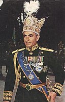 Mohammad Reza Shah wearing the crown at his coronation.