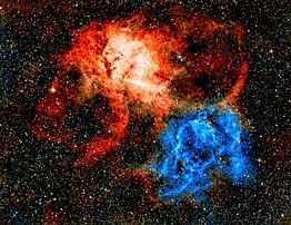 La nébuleuse en émission Sh2-132, surnommée la « nébuleuse du lion », dans la constellation de Céphée. (définition réelle 4 292 × 3 312)