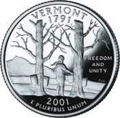 «Свобода та єдність» — девіз Вермонта на двадцатип'ятицентівці штату