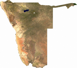 Nasa-Satellietbeeld van Namibië.