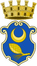 Riproduzione dello stemma sovrastato dalla corona, simbolo del titolo di città