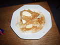 Cinnamon and butter on rice pudding