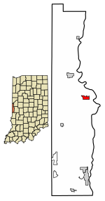 Location of Newport in Vermillion County, Indiana.