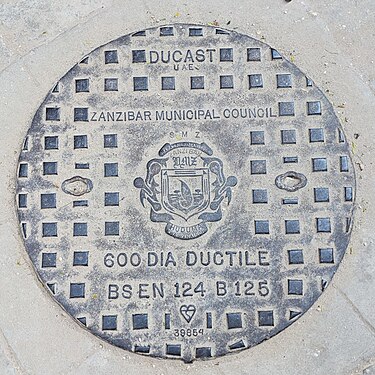 Zanzibar manhole cover with coat of arms