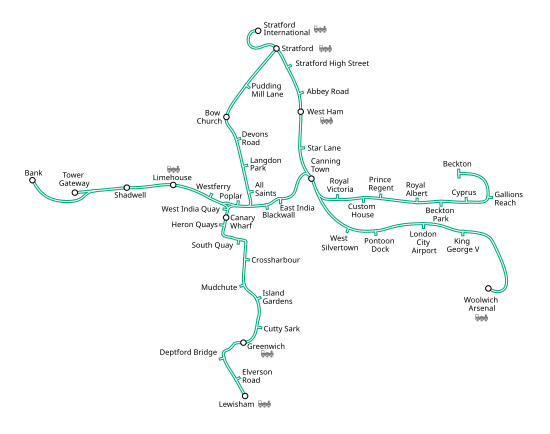 依地形繪畫的DLR路線圖