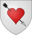 D'argento, al cuore di rosso, trafitto da una freccia di nero, posta in banda (Vertus, Francia)