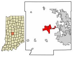 Location of Danville in Hendricks County, Indiana