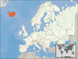 Location of ಐಸ್‍ಲ್ಯಾಂಡ್ (orange) in Europe (white)