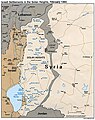 Map of the Golan Heights. Sites on the map in blue are Israeli settlements;[10] and sites in black are Syrian villages.