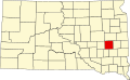 Harta statului South Dakota indicând comitatul Miner
