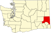 Округ Вітмен на мапі штату Вашингтон highlighting