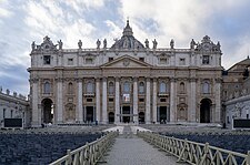 Façade of the St. Peter's Basilica in Vatican City.