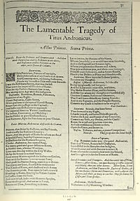 Faksimil av första sidan i The Lamentable Tragedy of Titus Andronicus från First Folio, publicerad 1623