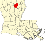 State map highlighting Ouachita Parish