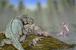 Estemmenosuchus uralensis (Dinocephalia) et Eotitanosuchus olsoni (Biarmosuchia).