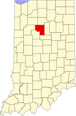 Map of Indiana highlighting Cass County