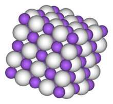 Space-filling model of part of the crystal structure of sodium hydride
