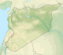 Mapa konturowa Syrii, na dole po lewej znajduje się czarny trójkącik z opisem „Wzgórza Golan”