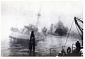Argentinský torpédoborec Corrientes se potápí po srážce s těžkým křižníkem Almirante Brown