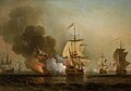 Výbuch galeony San José na obraze Samuela Scotta
