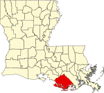 State map highlighting Terrebonne Parish