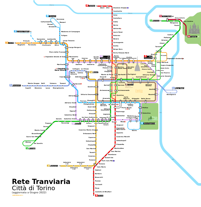 Attuale mappa della rete tranviaria