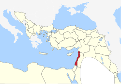 וילאייט ביירות בגבולות האימפריה העות'מאנית של שנת 1900