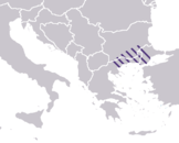 Extensión aproximada do thema de Macedonia, durante a dominación bizantina