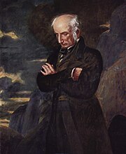 Peinture aux teintes sombres d'un homme à la tête penchée en avant et à l'air pensif.