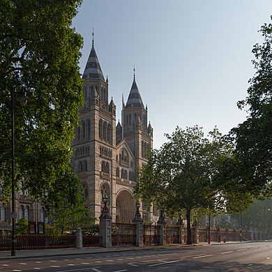 South facade of the Natural History Museum, London.