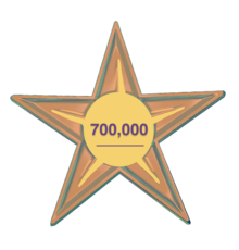Star with the text "700,000"