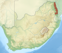 Ligging van die Nasionale Krugerwildtuin in Suid-Afrika.
