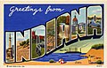 Image 9"Greetings from Indiana" large-letter postcard c. 1939 (from History of Indiana)