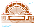 Plan de l'odéon antique de Lyon, avec son mur circulaire de soutien