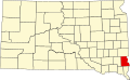 Harta statului South Dakota indicând comitatul Lincoln